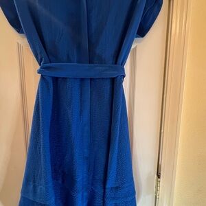 New Calvin Klein Cobalt Blue Midi Dress with Self-Tie Belt